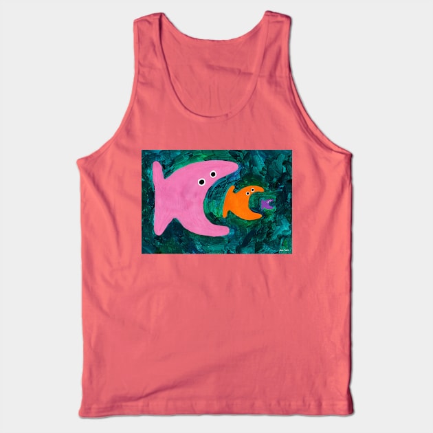 Fish Eat Fish Tank Top by drawingintheforest